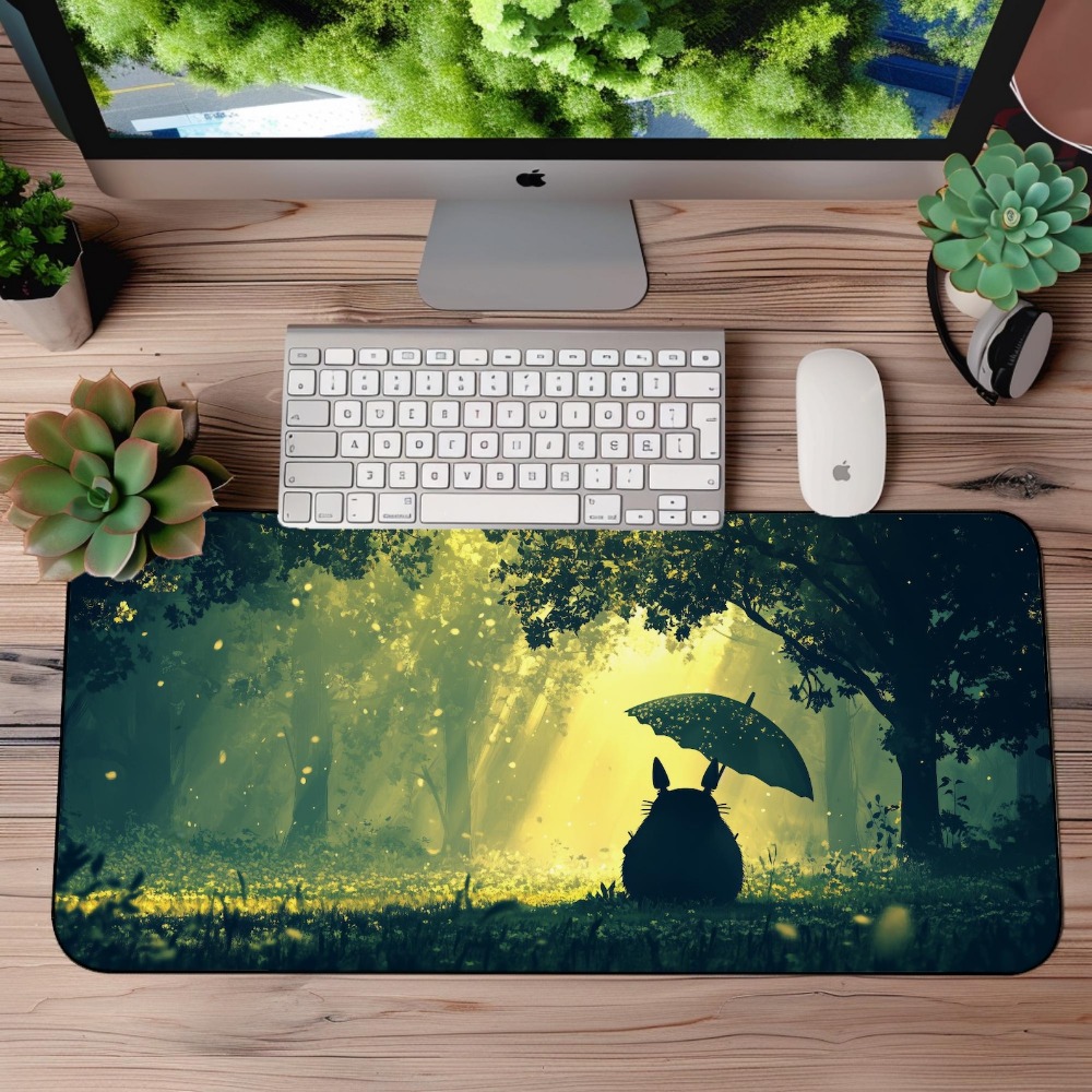 Desk Setup Aesthetic - Grand tapis de bureau Totoro Forêt