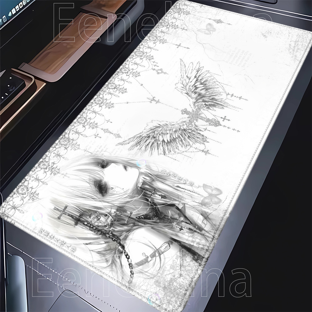 Desk Setup Accessories Aesthetic - Tapis de souris noir et blanc,