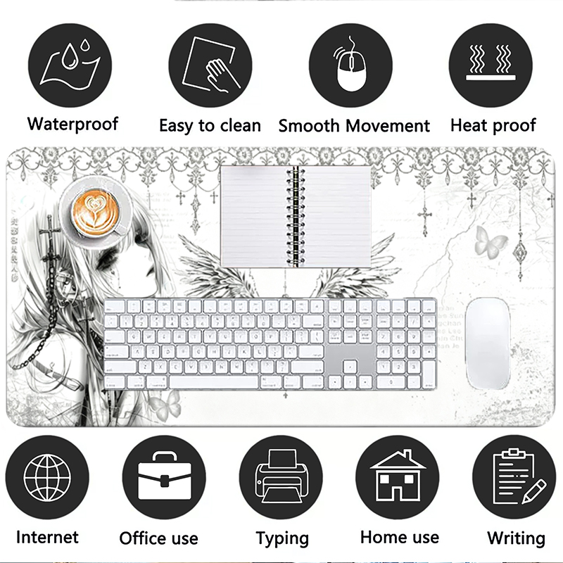 Tapis de souris en cuir noir e - Desk Setup Aesthetic avis et prix
